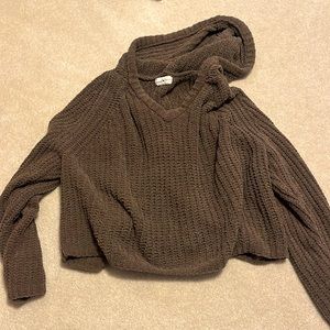 brown hooded sweater